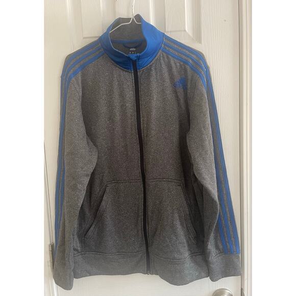 adidas Gray and Blue Men's Jacket - Picture 1 of 10